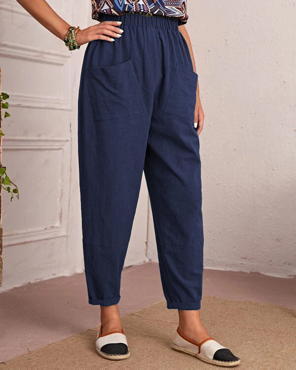 Linen Stretch Casual Pocket Pants