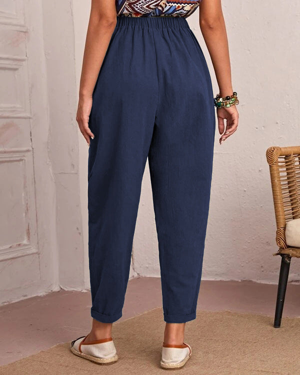 Linen Stretch Casual Pocket Pants