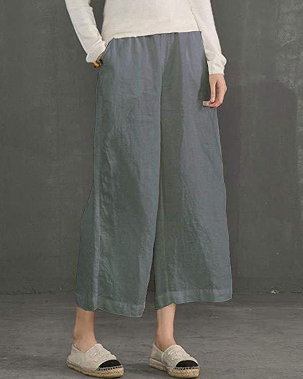 Women Solid Casual Linen Havana Nights Pants