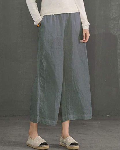 Women Solid Casual Linen Havana Nights Pants