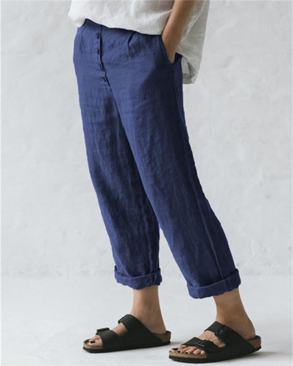 Linen Solid Women Causal Plus Size Daily Ourdoor Pants