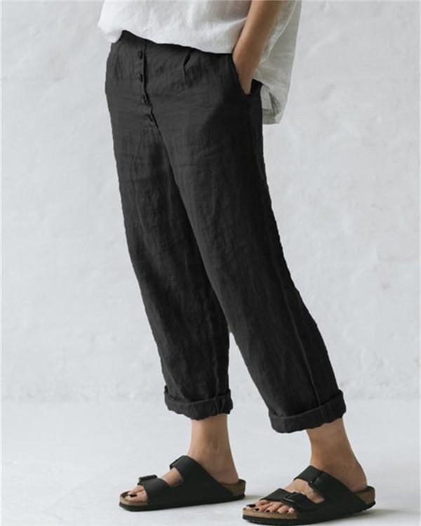 Linen Solid Women Causal Plus Size Daily Ourdoor Pants