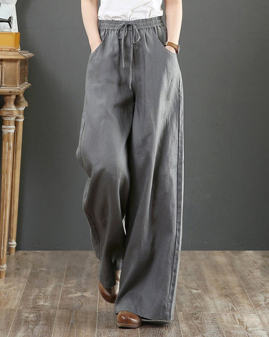 Women's Casual Cotton and Linen Loose Wide-Leg Pants S-3XL